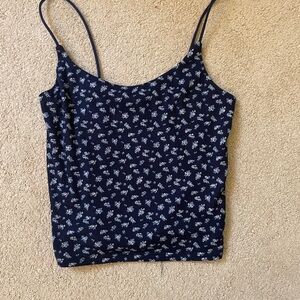 Navy Blue Floral Women's Top